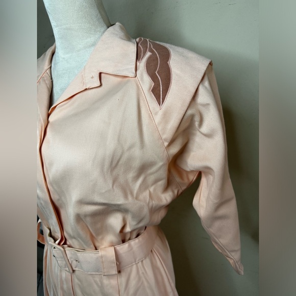 Vintage 80’s SLS Fashion Pink Western Midi Dress Coastal Cowgirl vaporwave - Picture 3 of 15